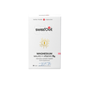 SwissOVIT Magnio Malatas + Vitaminas B6 – papildas energijai, miegui ir nervų sistemai