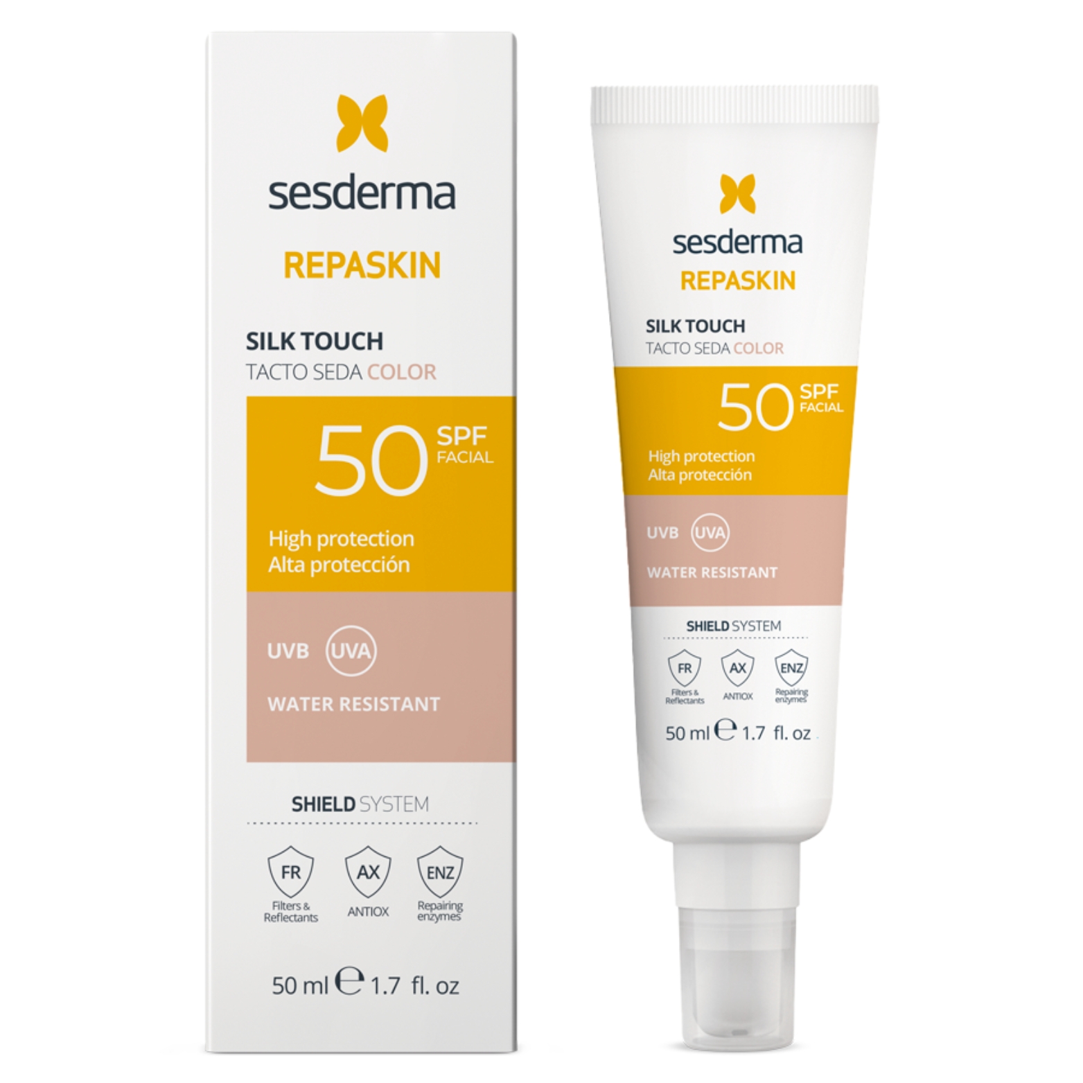 sesderma-repaskin-silk-touch-apsaugine-priemone-nuo-saules-veidui-su-spalva-spf-50-50-ml SESDERMA apsauginė priemonė nuo saulės veidui su spalva SPF50 REPASKIN SILK TOUCH, 50 ml - Image 1
