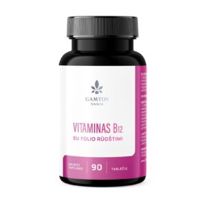 Vitaminas B12 su folio rūgštimi 90 tablečių – maisto papildas energijai ir imunitetui