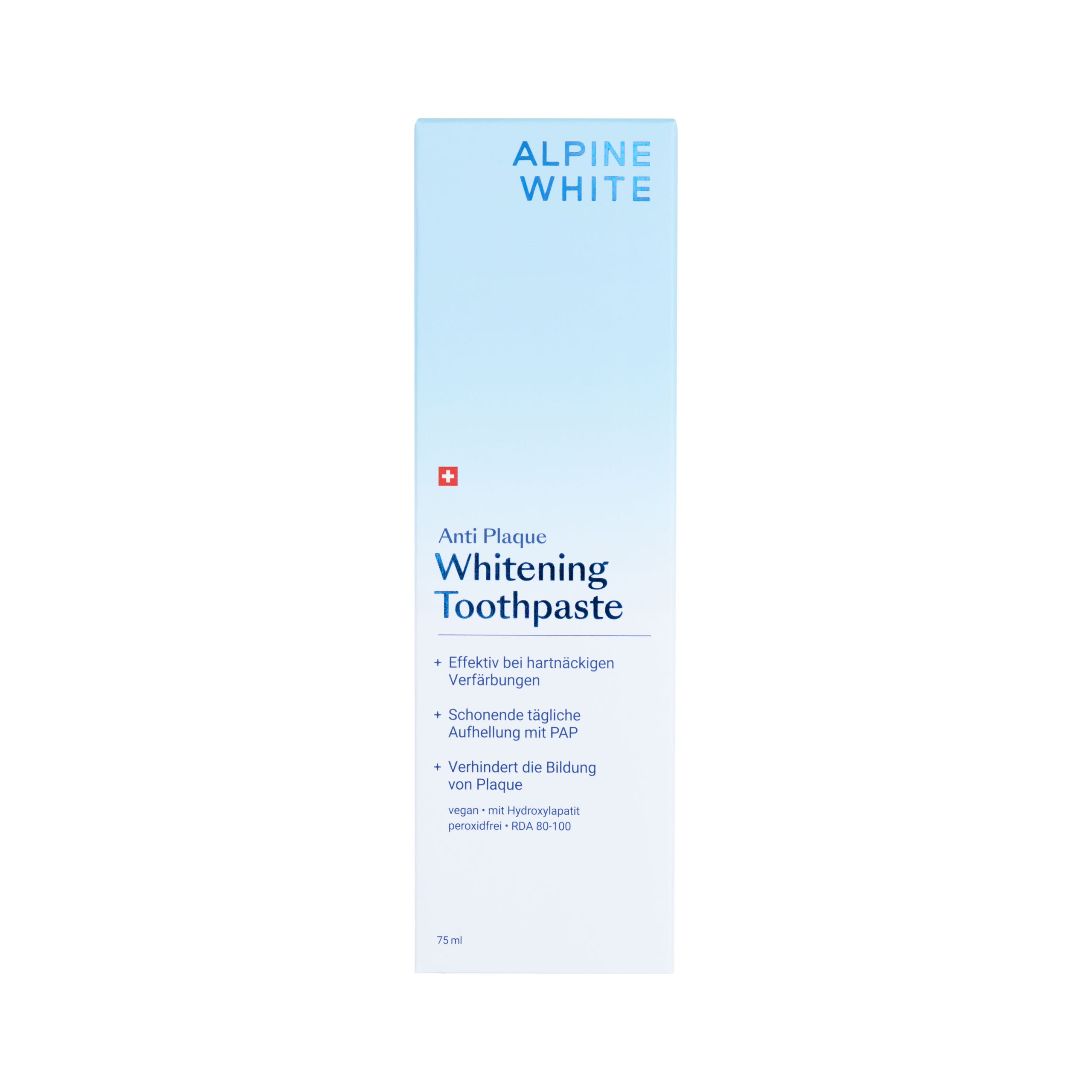 7640184630360-Whitening-Toothpaste-Anti-Plaque-g ALPINE WHITE Whitening Toothpaste Anti Plaque balinamoji dantų pasta nuo apnašų, 75 ml - Image 1
