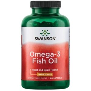 Swanson Omega 3 1000 mg citrinų skonio žuvų taukai – 60 kapsulių širdžiai ir smegenims