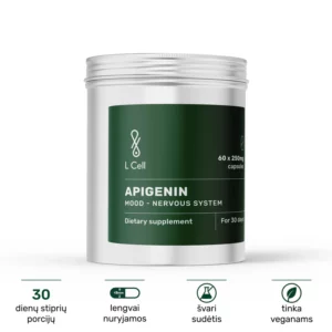 Apigeninas L Cell 250 mg kapsulės – grynas apigenino papildas emocinei sveikatai ir uždegimų mažinimui