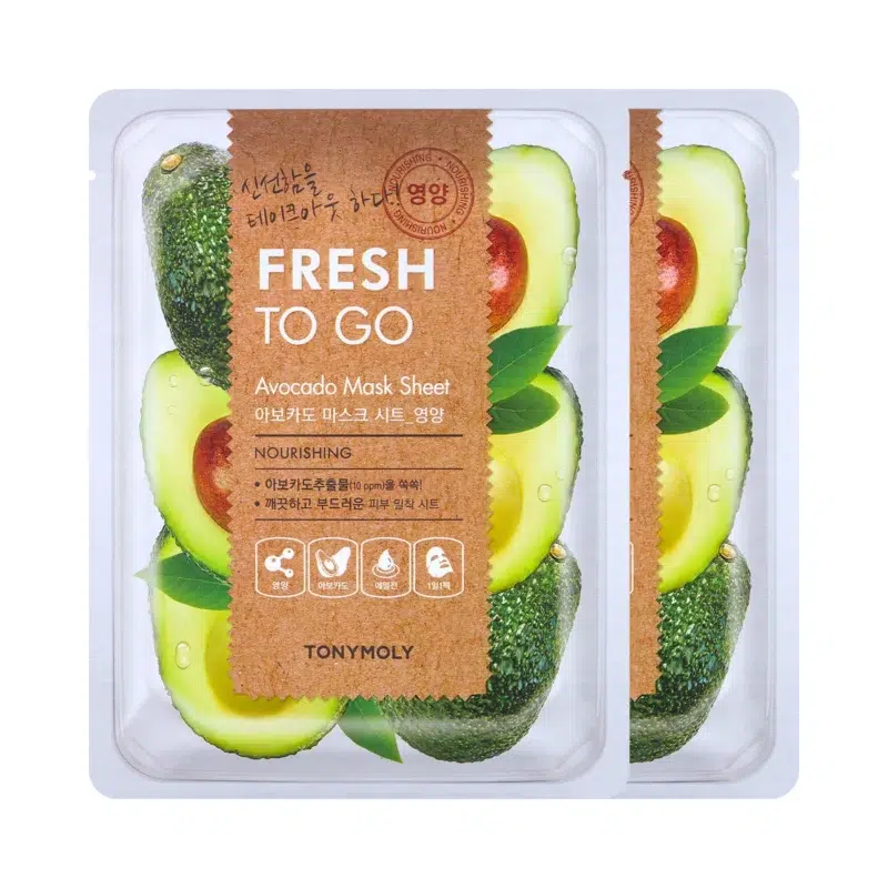 TONYMOLY-FRESH-TO-GO-avocado-maitinamoji-veido-kauke TONYMOLY Fresh To Go Avocado Mask – maitinamoji lakštinė veido kaukė su avokadu