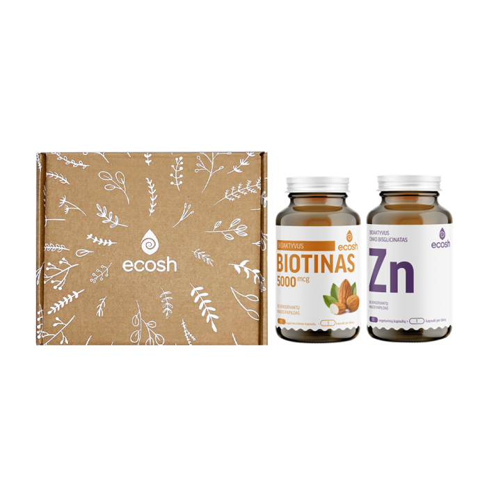 ecosh groziui ECOSH Rinkinys grožiui: Biotinas, 90 kaps. + Cinkas, 25mg, 90 kaps. - Image 1