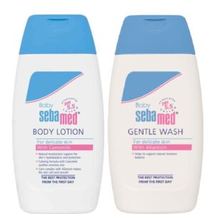 Sebamed Baby rinkinys kūdikio odos priežiūrai: losjonas 200 ml + švelnus prausiklis 200 ml