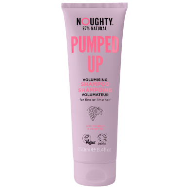 noughty-pumped-up-plauku-apimti-didinantis-sampunas-ploniems-suglebusiems-plaukams-su-raudonuju-vynuogiu-ekstraktais-ir-vitaminu-1 NOUGHTY plaukų apimtį didinantis šampūnas ploniems suglebusiems plaukams Pumped Up, 250 ml - Image 1