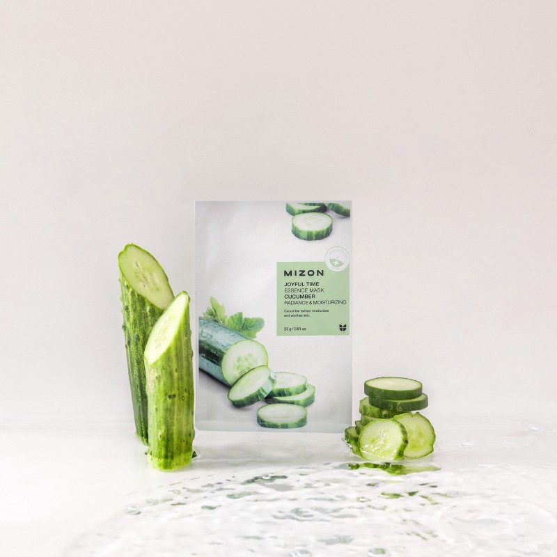 02_MIZ888890118 MIZON veido kaukė Joyful Time Essence Mask Cucumber, 23 g - Image 1