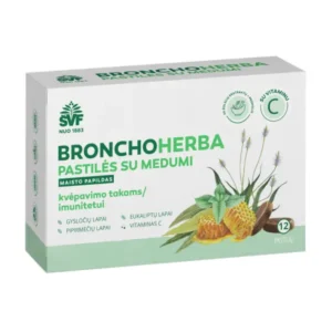 ŠVF BRONCHOHERBA pastilės su medumi, 12 pastilių