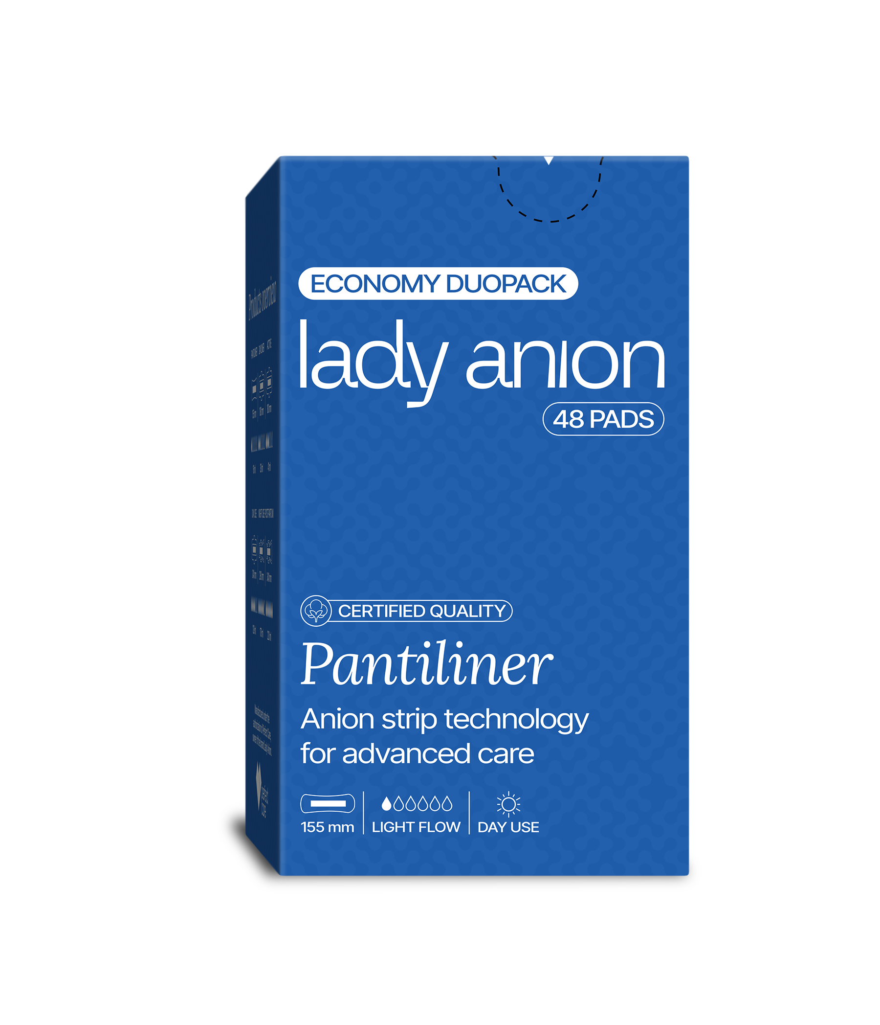 Lady Anion Pantiliner Duo Pack N48 LADY ANION kasdieniai higieniniai įklotai su anijonų juostele, 155 mm, 48 vnt. - Image 1