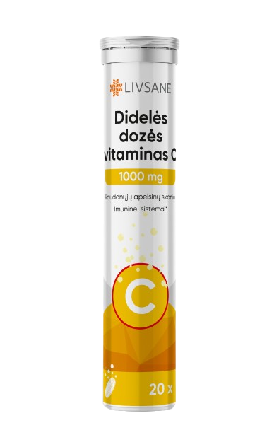 115932 LIVSANE Vitaminas C 1000 mg, 20 šnypščiančių tablečių - Image 1