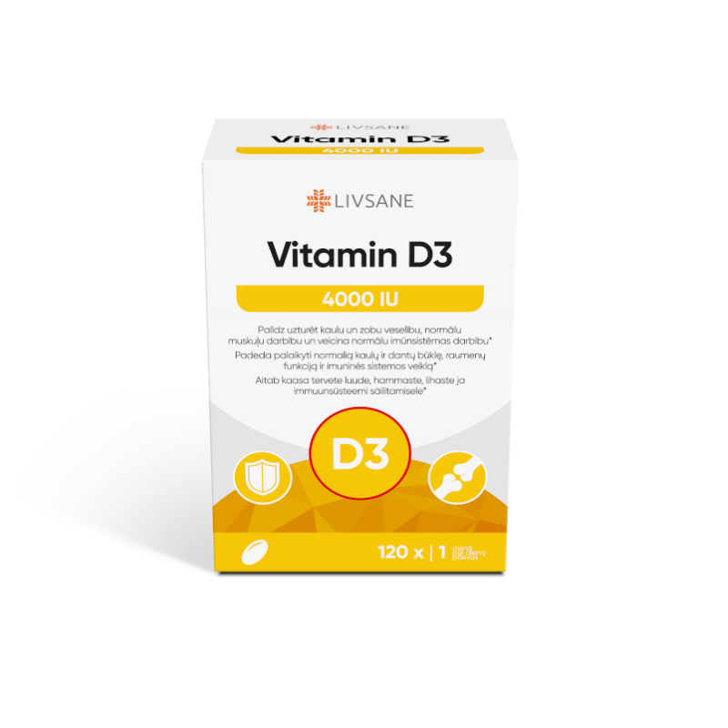 123980-1 LIVSANE vitaminas D3 4000TV, 120 kapsulių - Image 1