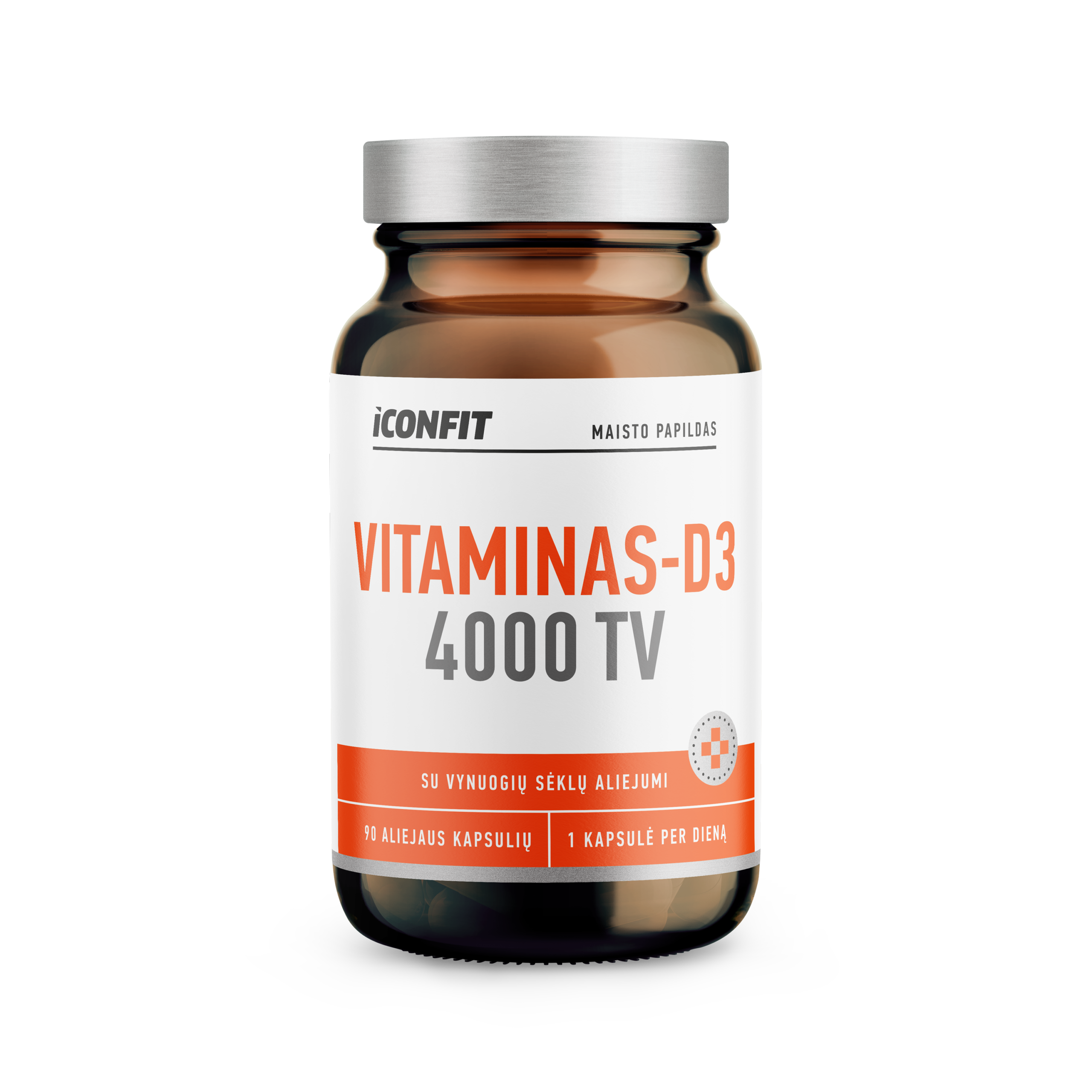4744130014334 ICONFIT Vitaminas D3 4000 TV, Su vynuogių sėklų aliejumi, N90 - transparent ICONFIT D3 vitaminas 4000 IU, 90 kapsulių - Image 1
