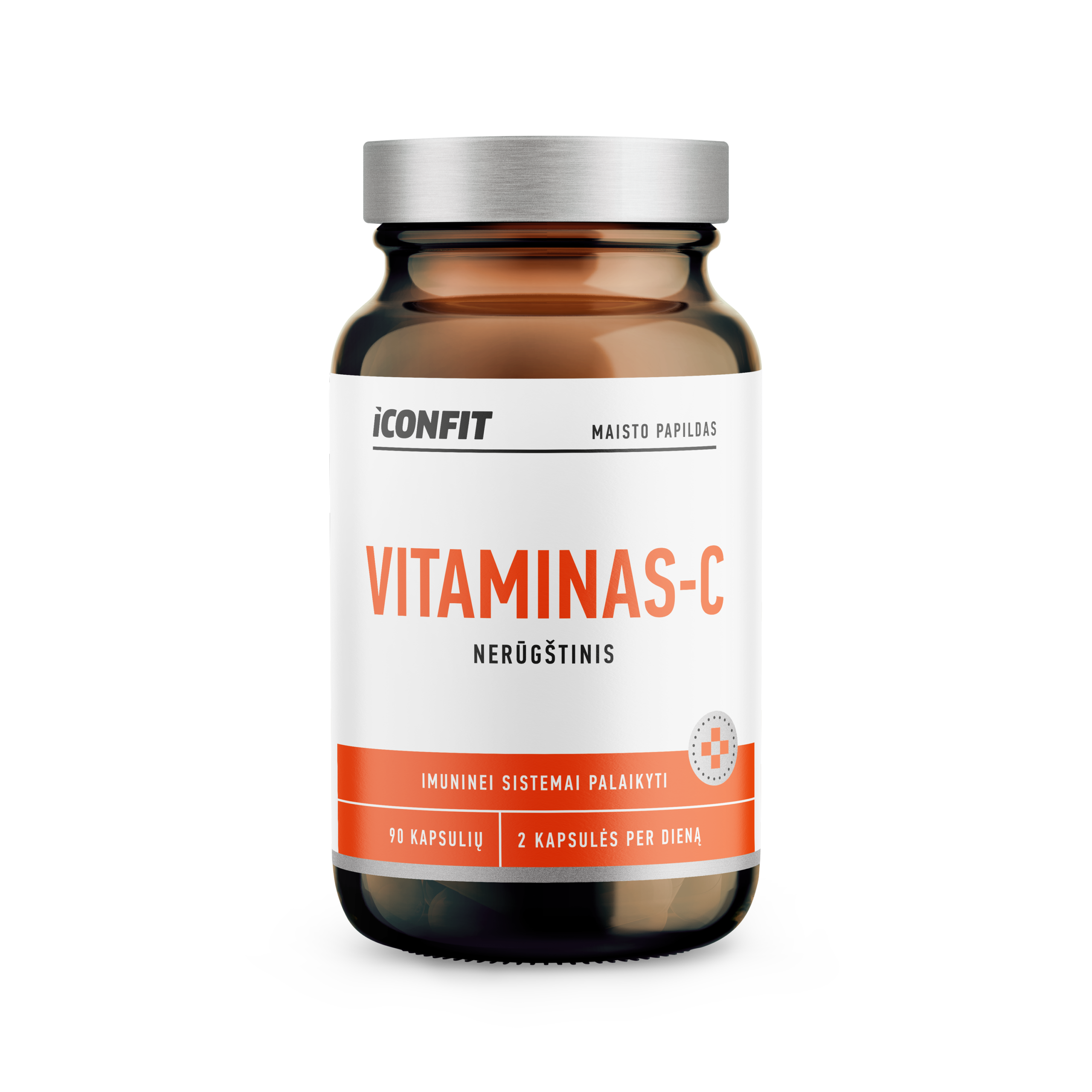 4744130014518 ICONFIT Vitaminas-C Nerūgštinis N90 - Transparent ICONFIT C vitaminas – nerūgštinė forma, 90 kapsulių - Image 1